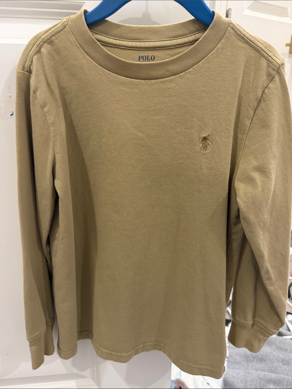 Polo by Ralph Lauren Long-Sleeve Crewneck Tee in Khaki